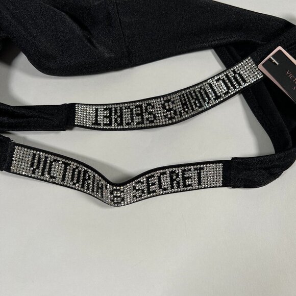 Victoria Secret 32C S Bombshell Push Up Top Bikini Set Shine Strap LOGO Black - Picture 15 of 15